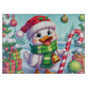 Cute Colourful Christmas duck Cutting Board