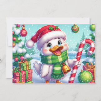 Cute Colourful Christmas duck Holiday Card