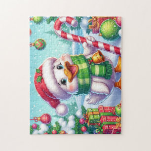 Cute Colourful Christmas duck Jigsaw Puzzle