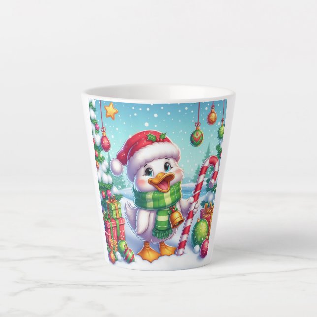 Cute Colourful Christmas duck Latte Mug (Front)