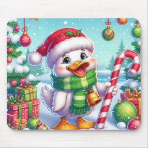 Cute Colourful Christmas duck Mouse Pad
