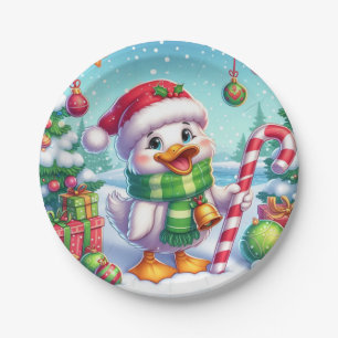 Cute Colourful Christmas duck Paper Plate