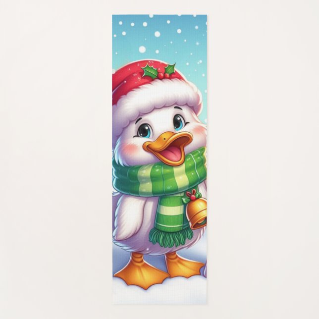 Cute Colourful Christmas duck Yoga Mat (Front)