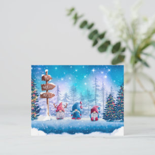 Cute Colourful Christmas Gnomes Holiday Postcard