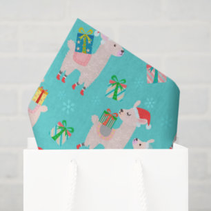 Cute Colourful Christmas Holiday Llama Kids Patter Tissue Paper