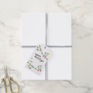 Cute Colourful Christmas Tree String Lights Gift Tags
