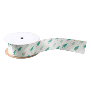 Cute Colourful Christmas Trees Satin Ribbon