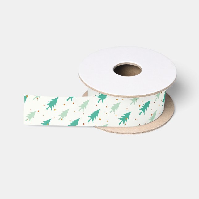 Cute Colourful Christmas Trees Satin Ribbon (Spool)