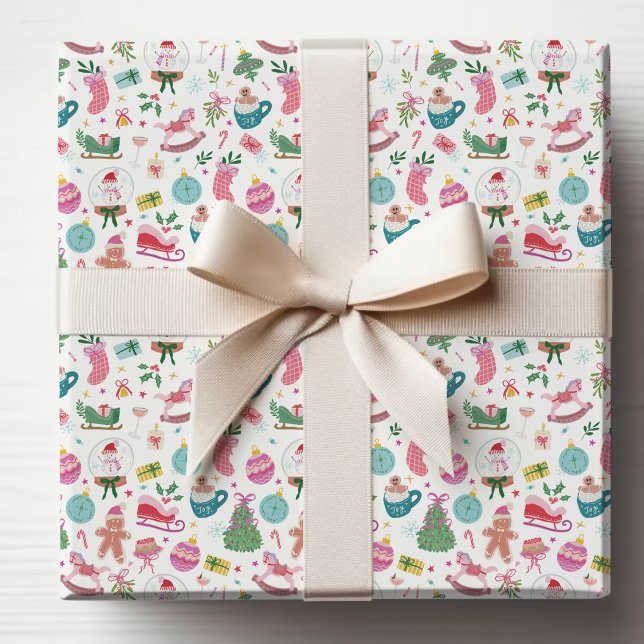 Cute Colourful Christmas Wrapping Paper (Cute Whimsical Colorful Holiday Christmas Wrapping Paper by Painted Paperie
)