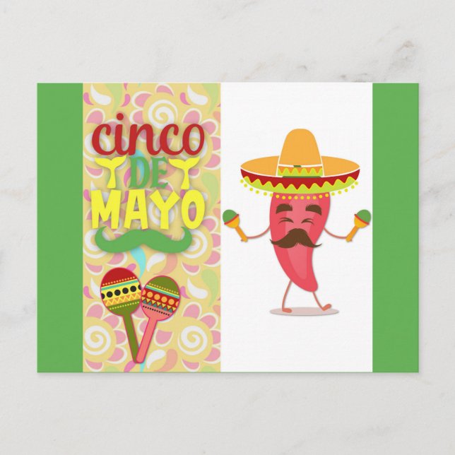 Cute Colourful Cinco de Mayo Postcard (Front)