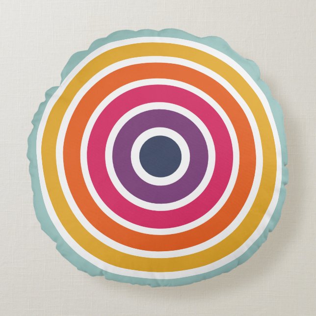 Cute Colourful Circles Pattern Round Pillow (Front)