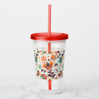 Cute colourful classic floral patterns acrylic tumbler