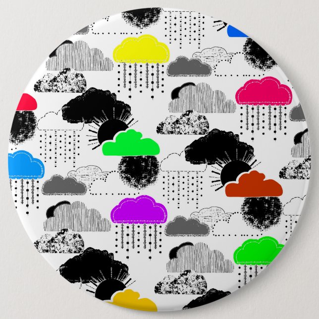 Cute colourful clouds patterns 6 inch round button (Front)