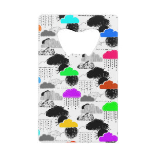 Cute colourful clouds patterns credit card bottle opener