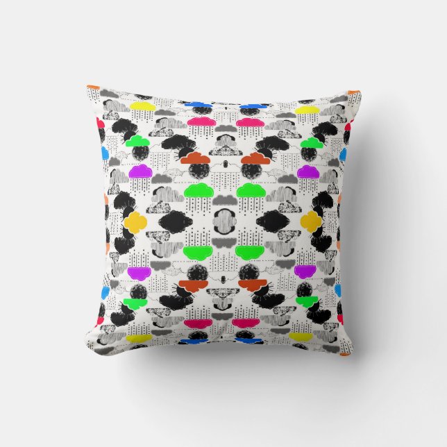 Cute colourful clouds patterns throw pillow (Front)