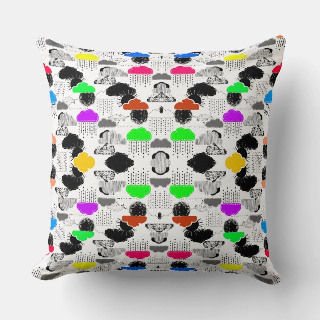 Cute colourful clouds patterns throw pillow (Front)
