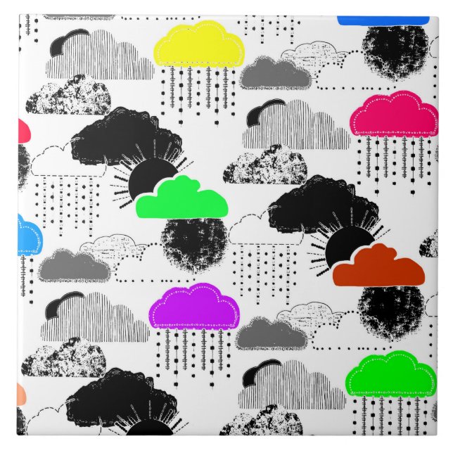 Cute colourful clouds patterns tile (Front)