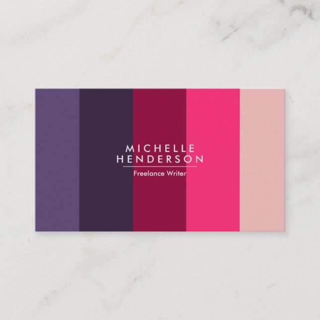 Cute Colourful Colorblock Gradiente Stripes Business Card (Front)