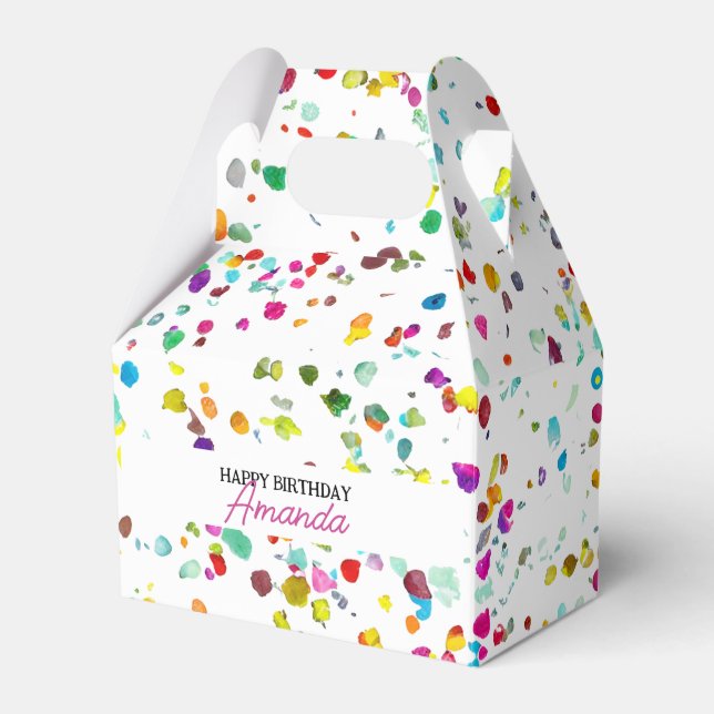 Cute Colourful Confetti 1st Birthday Favor Box (Front Side)