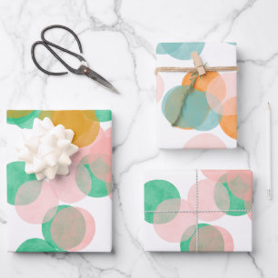 Cute Colourful Confetti Dots Abstract Watercolor Wrapping Paper Sheet