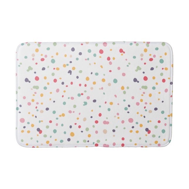 Cute Colourful Confetti Dots Pattern Bath Mat (Front)