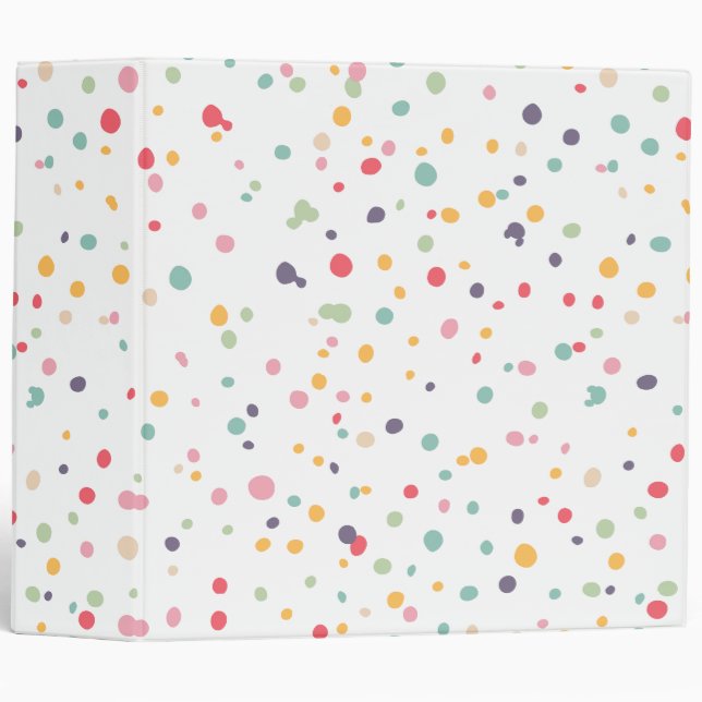 Cute Colourful Confetti Dots Pattern Binder (Front/Spine)