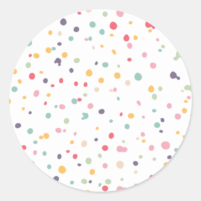 Cute Colourful Confetti Dots Pattern Classic Round Sticker (Front)