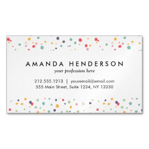 Cute Colourful Confetti Dots Pattern Magnetic Business Card