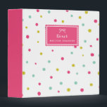 Cute Colourful Confetti Dots Pattern Personalized Binder<br><div class="desc">Colourful and modern personalized binder featuring hot pink,  blue and dark yellow polka dots pattern with hot pink scallop-edge tag. This customizable binder will be perfect for recipes and taxes. Other colours and similar items are available in my store.</div>
