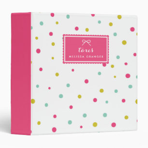 Cute Colourful Confetti Dots Pattern Personalized Binder