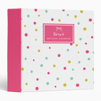 Cute Colourful Confetti Dots Pattern Personalized Binder