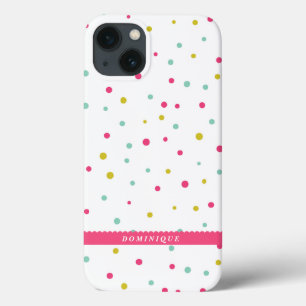 Cute Colourful Confetti Dots Pattern Personalized iPhone 13 Case