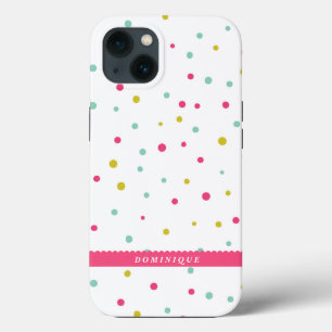 Cute Colourful Confetti Dots Pattern Personalized iPhone 13 Case