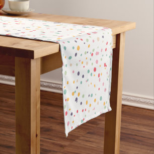 Cute Colourful Confetti Dots Pattern Short Table Runner