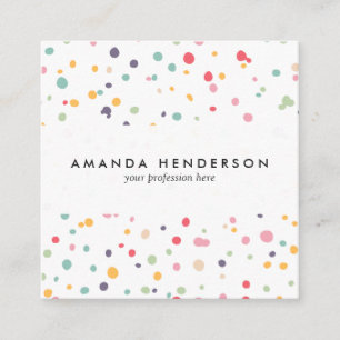 Cute Colourful Confetti Dots Pattern Square Business Card