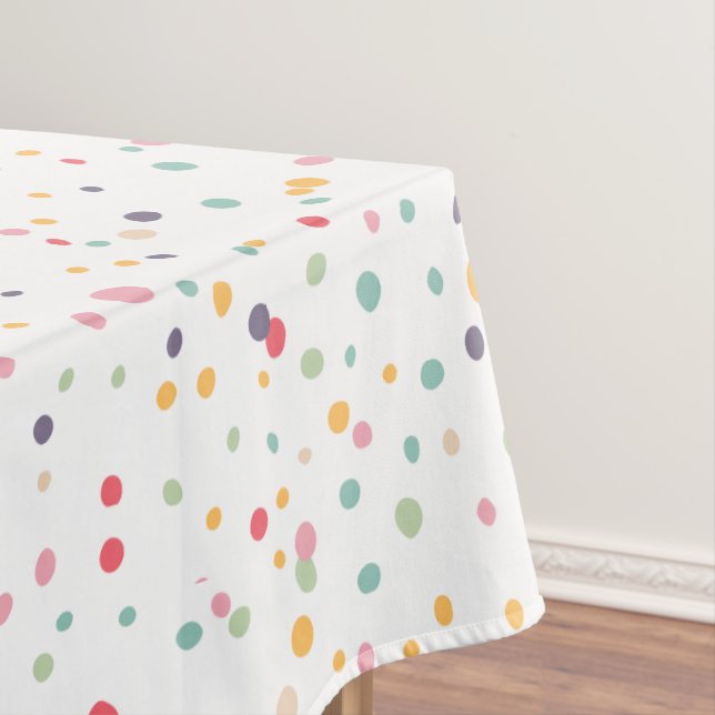 Cute Colourful Confetti Dots Pattern Tablecloth (In Situ)