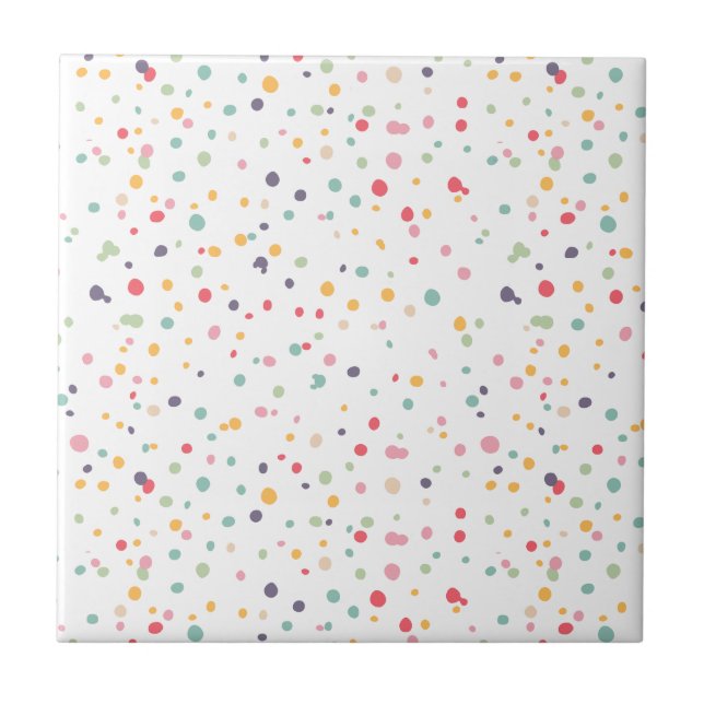 Cute Colourful Confetti Dots Pattern Tile (Front)