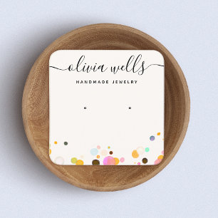 Cute Colourful Confetti  Earring Jewellery  Square Business Card