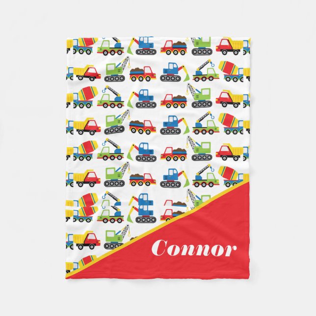Cute Colourful Construction Vehicle Toy Cars  Fleece Blanket (Front)