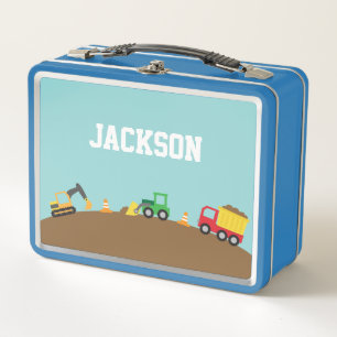 Cute Colourful Construction Vehicles For Boys Lunc Metal Lunch Box