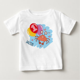 Cute Colourful Crab 1st Birthday Baby T-Shirt