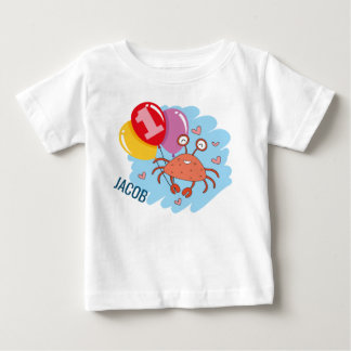 Cute Colourful Crab 1st Birthday Baby T-Shirt