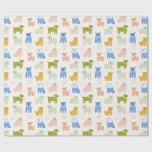 Cute Colourful Crayon Dogs Wrapping Paper