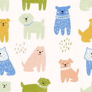 Cute Colourful Crayon Dogs Wrapping Paper Medium Gift Bag