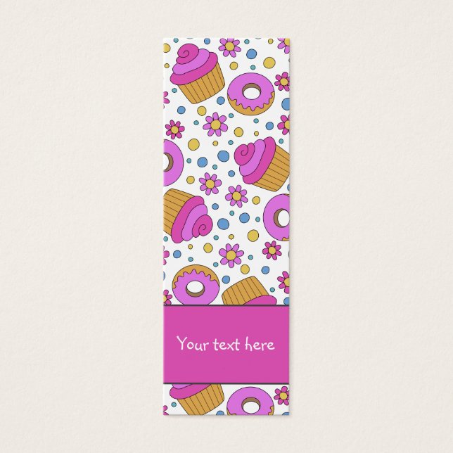 Cute colourful cupcake, flower and bagel Bookmark (Front)