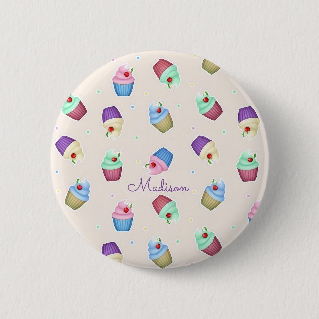 Cute Colourful Cupcakes 2 Inch Round Button (Front)
