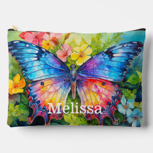 Cute Colourful Custom Butterfly Monogram Name Accessory Pouch