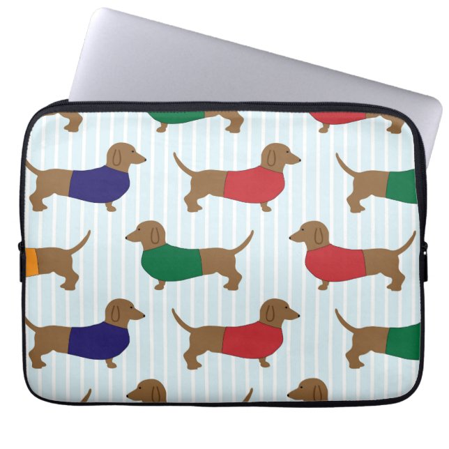 Cute Colourful Dachshund Dogs, Laptop Sleeve 13" (Front)