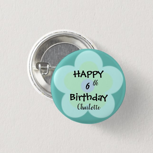 Cute colourful Daisy flower pattern Birthday name 1 Inch Round Button (Front & Back)