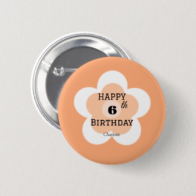 Cute colourful Daisy flower pattern Birthday name 2 Inch Round Button (Front & Back)